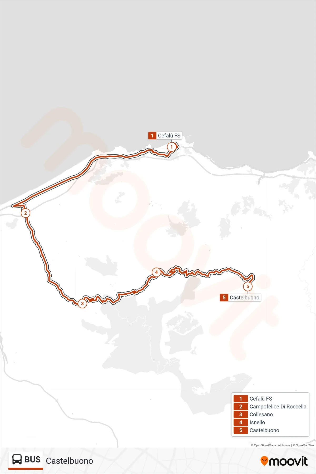 Linea BUS tram (Castelbuono) - Percorsi e fermate sulla mappa