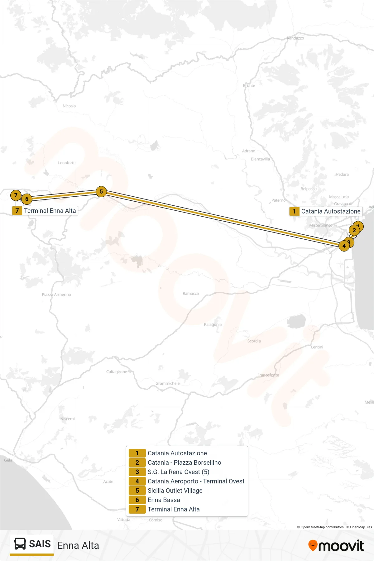 Linea SAIS bus (Enna Alta) - Percorsi e fermate sulla mappa