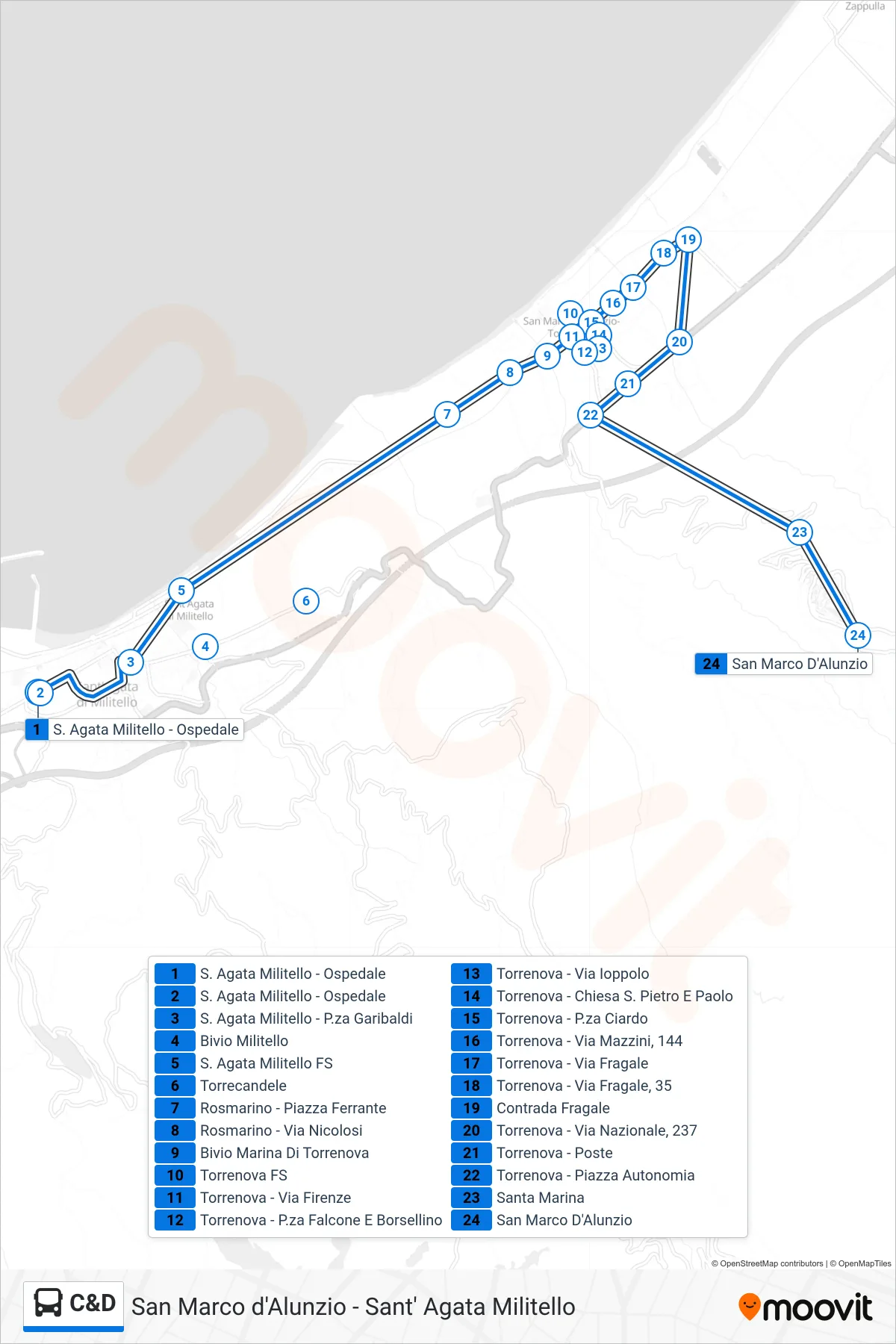 Linea C&D bus (San Marco) - Percorsi e fermate sulla mappa