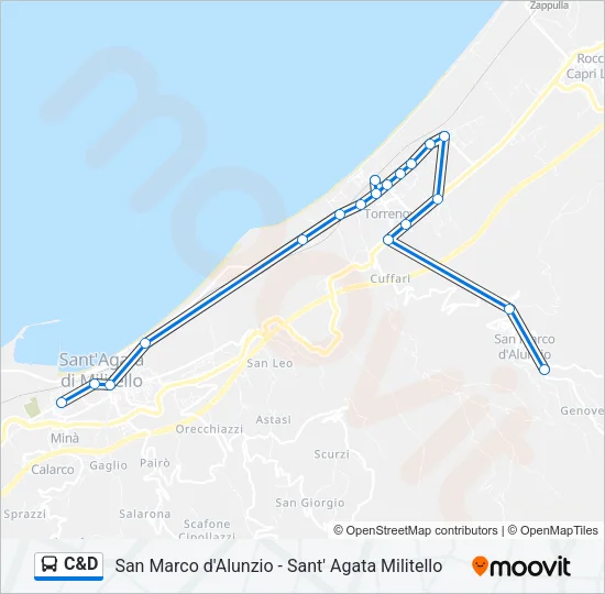 Percorso linea bus C&D