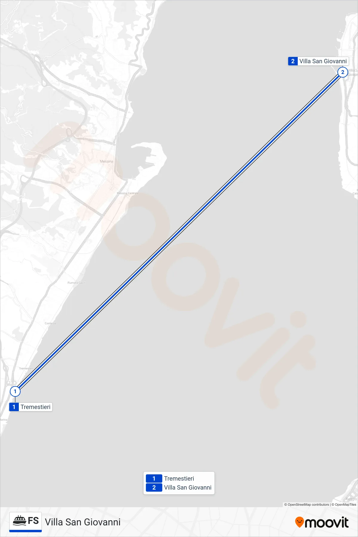 Linea FS navigazione (Villa San Giovanni) - Percorsi e fermate sulla mappa