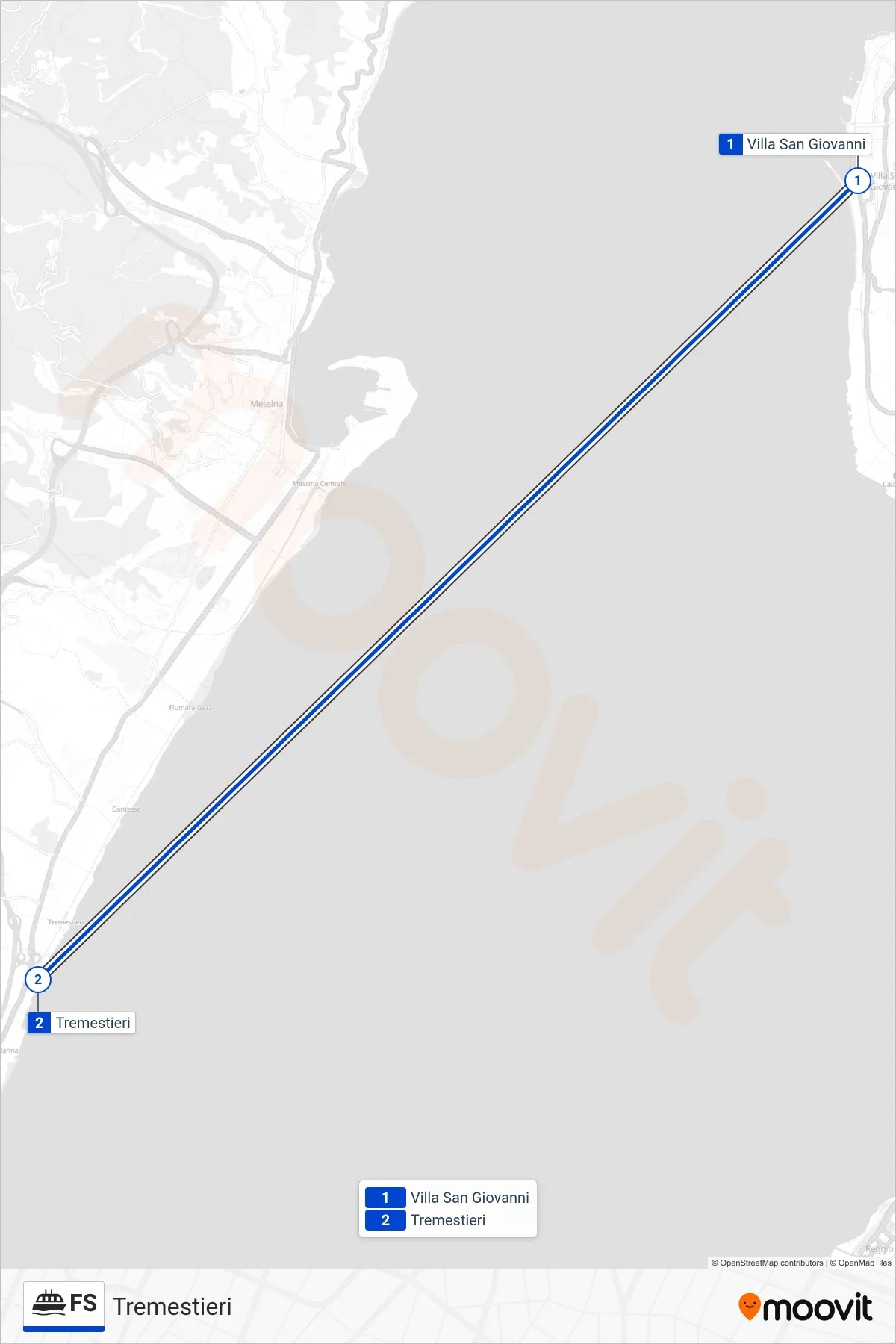 Linea FS navigazione (Tremestieri) - Percorsi e fermate sulla mappa