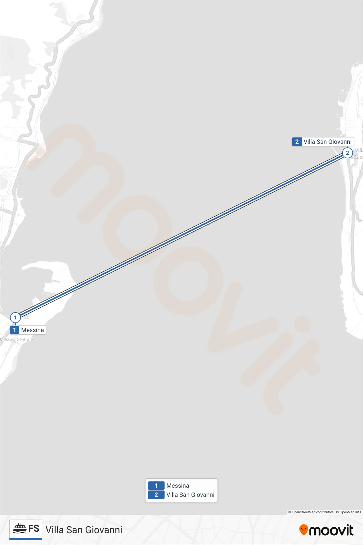 Linea FS  navigazione (Villa San Giovanni) - Percorsi e fermate sulla mappa
