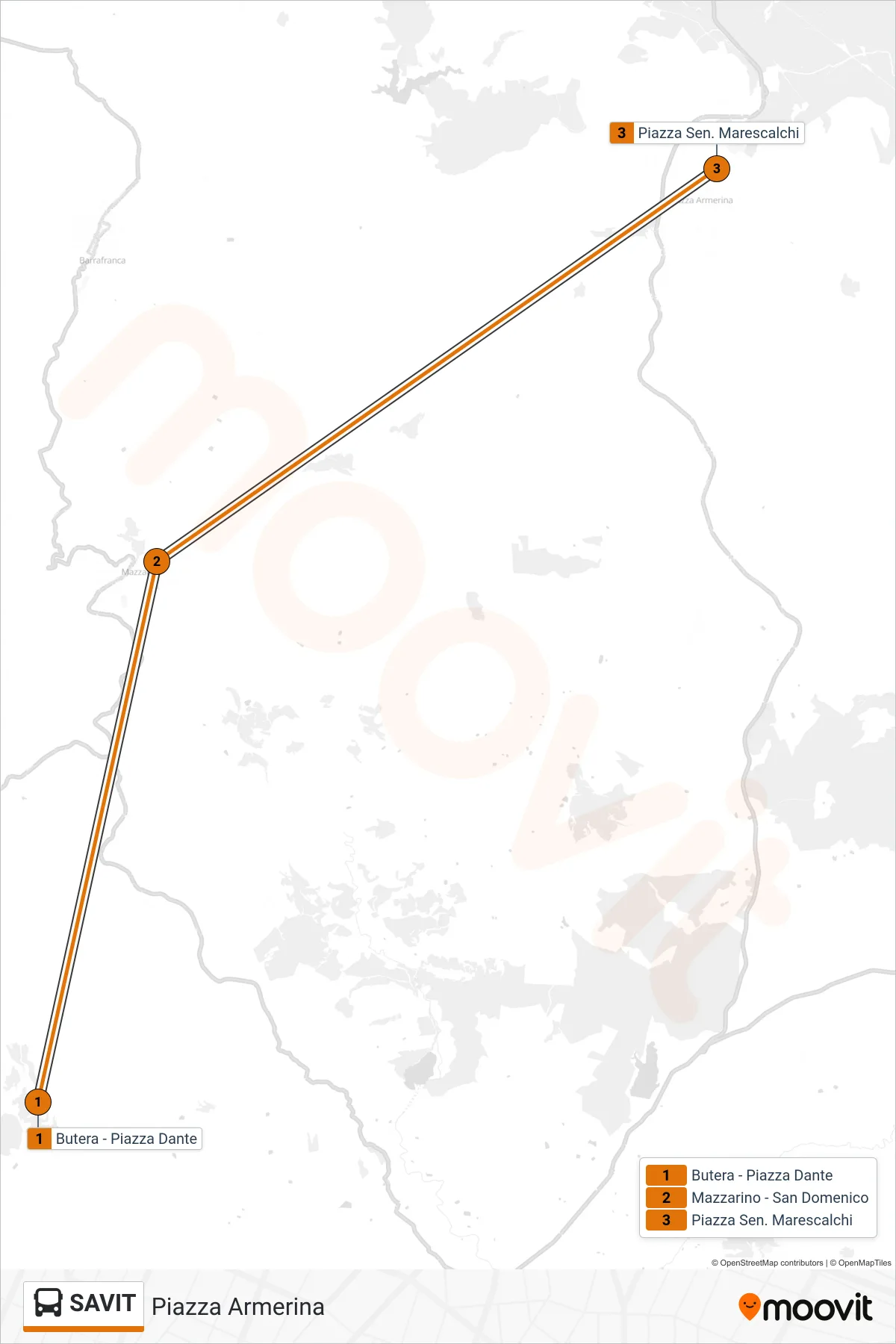 Linea SAVIT  bus (Piazza Armerina) - Percorsi e fermate sulla mappa