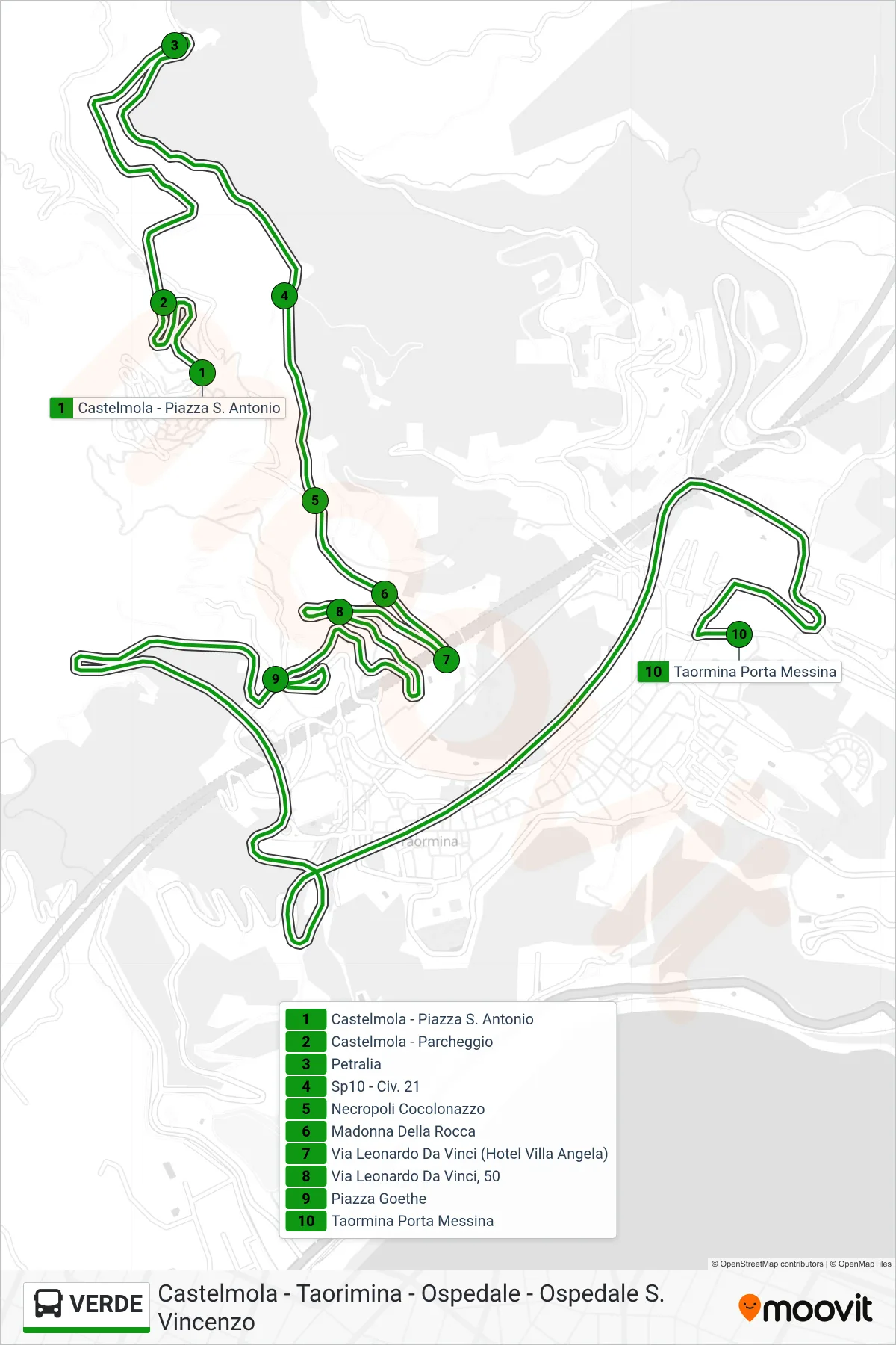Linea VERDE  bus (Piazza San Pancrazio) - Percorsi e fermate sulla mappa