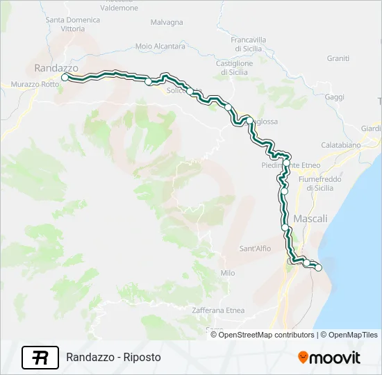 Percorso linea treno R