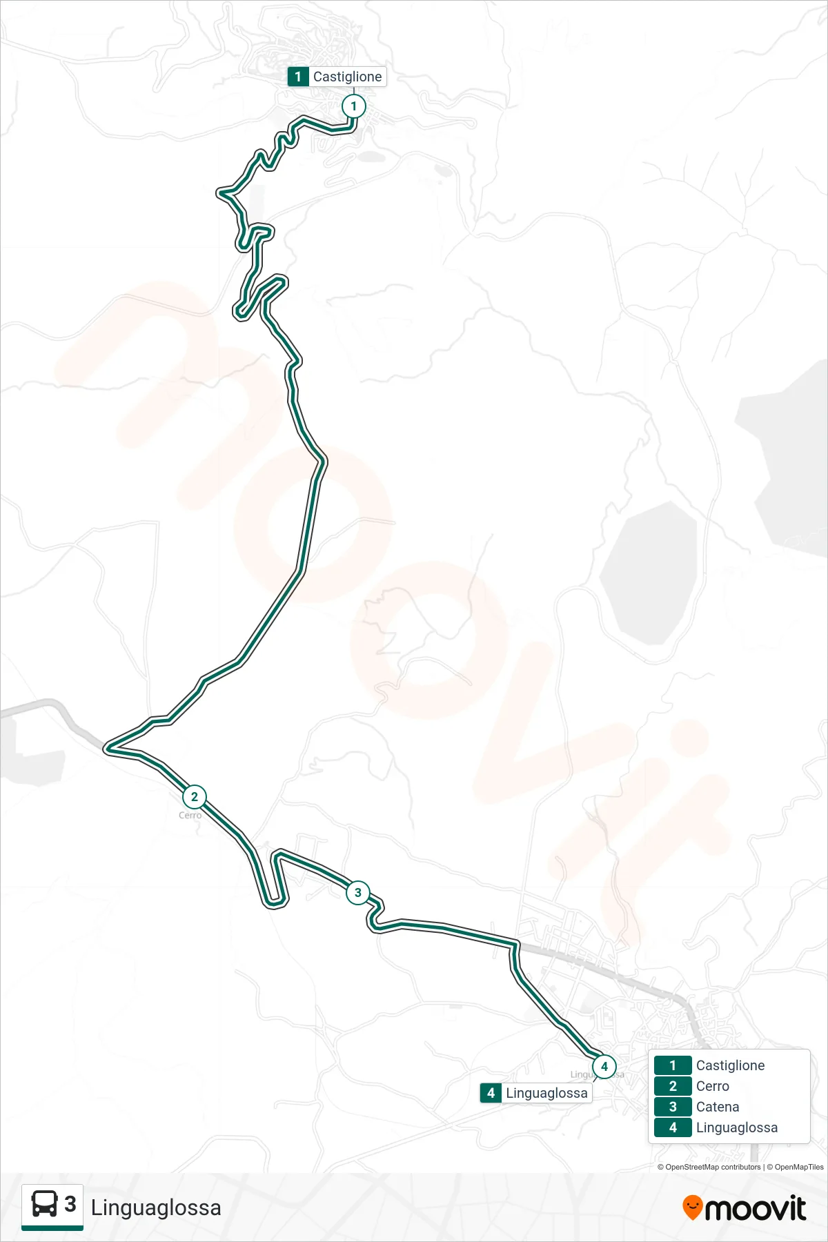 Linea 3  bus (Linguaglossa) - Percorsi e fermate sulla mappa