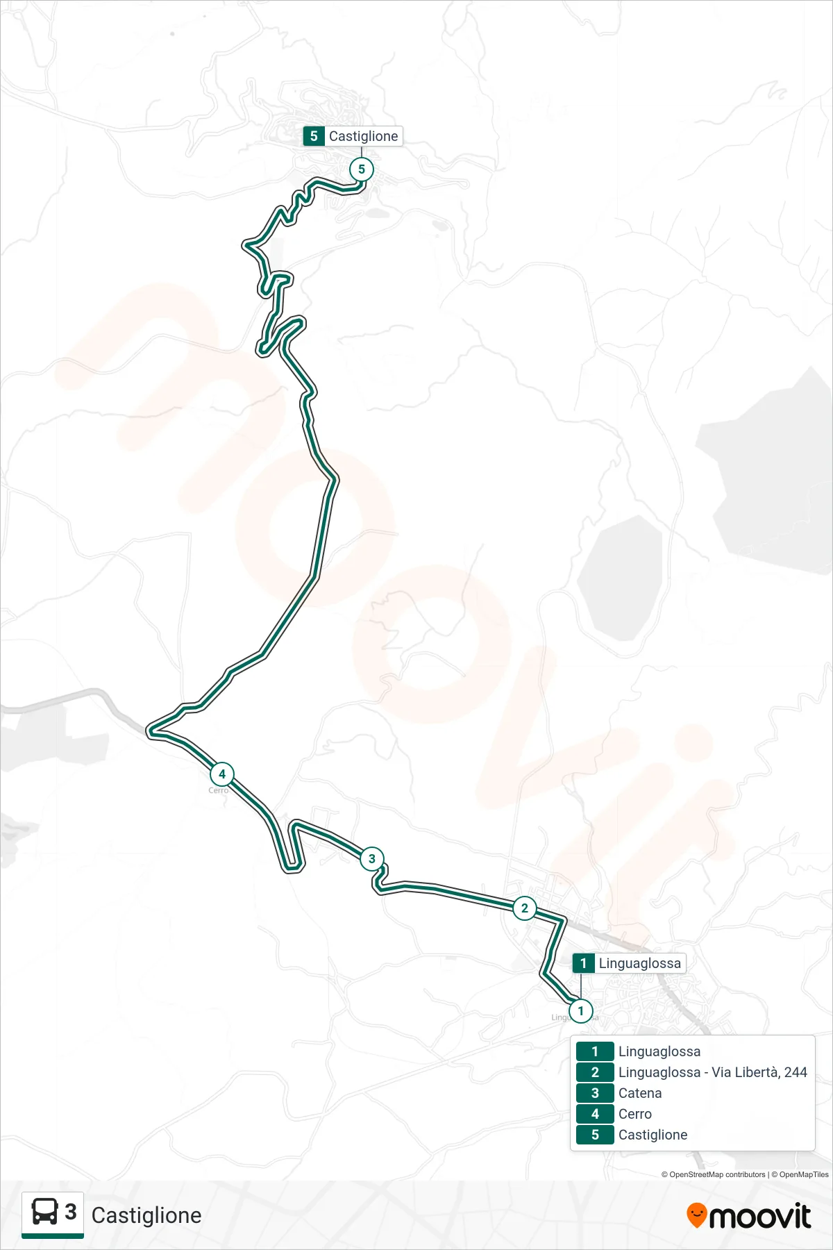 Linea 3 bus (Castiglione) - Percorsi e fermate sulla mappa