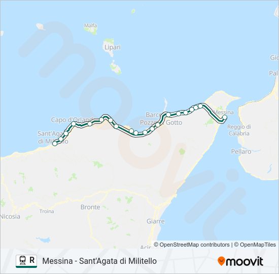 Percorso linea treno R