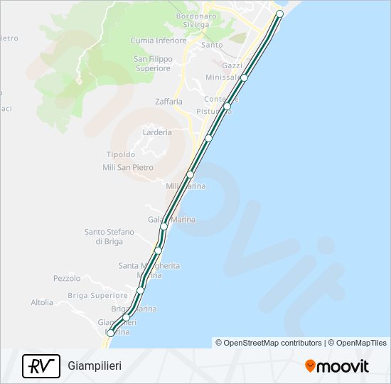 Percorso linea treno R/RV