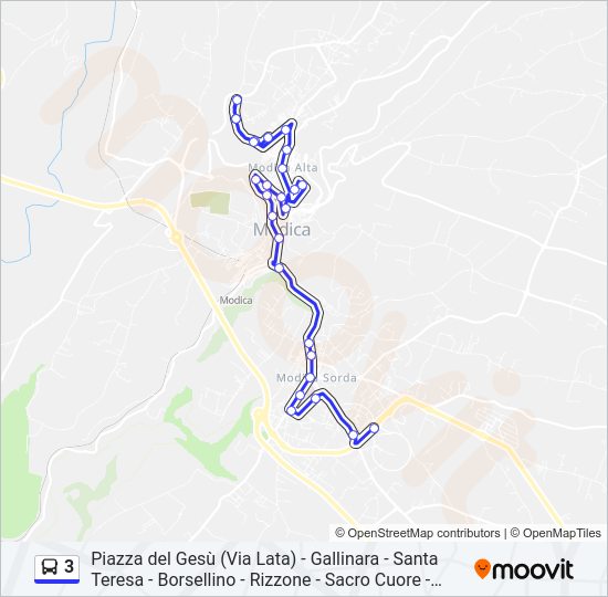 Percorso linea bus 3