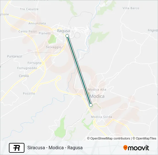 Percorso linea treno R