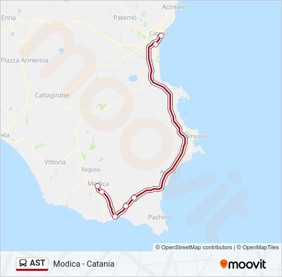 Percorso linea bus AST