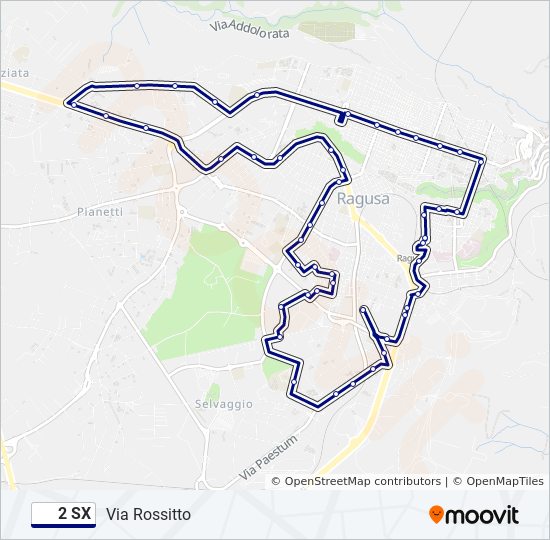 Percorso linea bus 2 SX