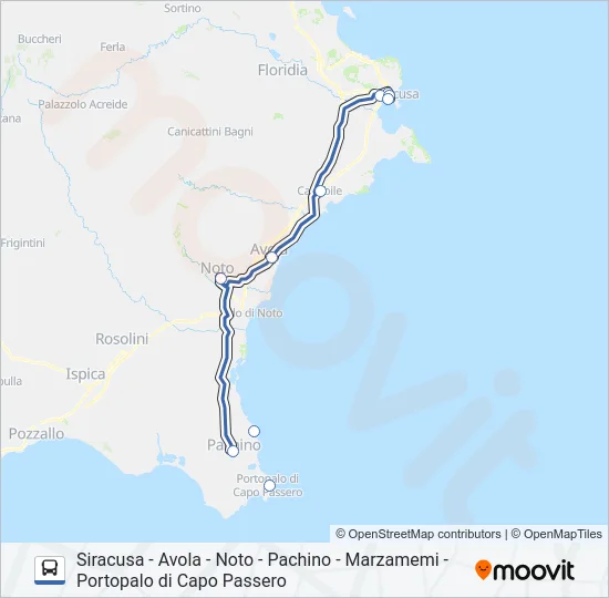 SIRACUSA - PORTOPALO DI CAPO PASSERO Bus Line Map