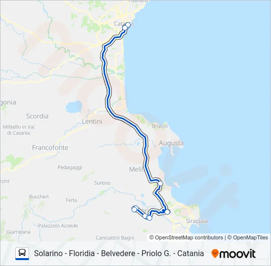 SOLARINO - CATANIA Bus Line Map