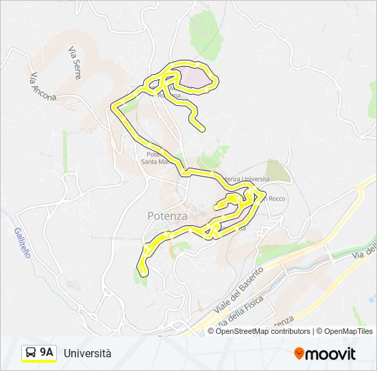 Percorso linea bus 9A