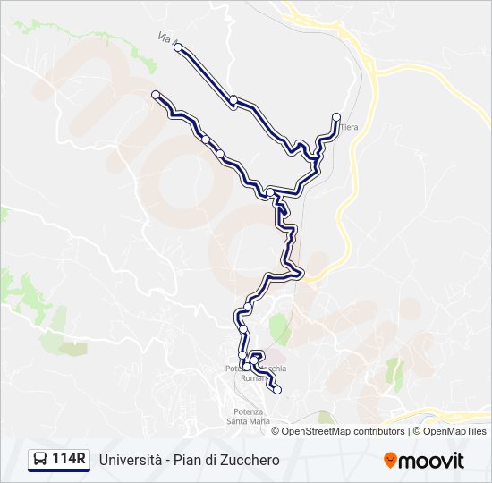 114R Bus Line Map