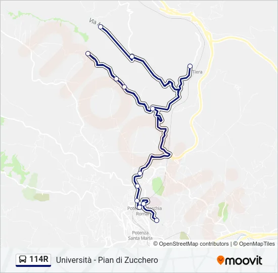 114R Bus Line Map