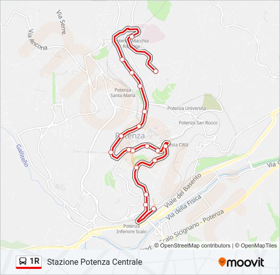 1R Bus Line Map
