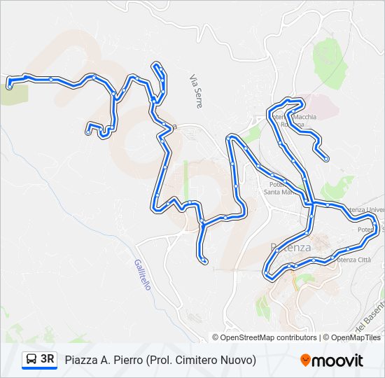Percorso linea bus 3R