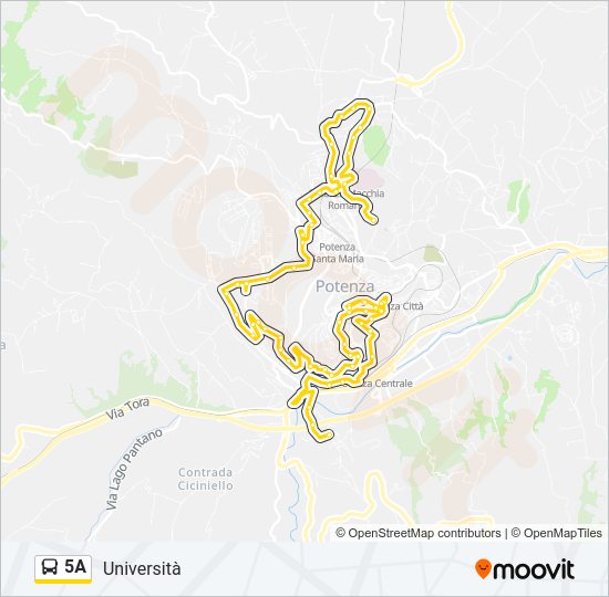 Percorso linea bus 5A