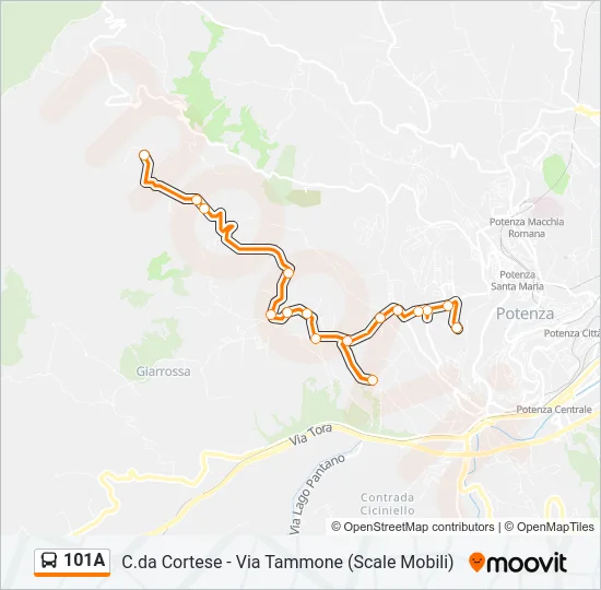 101A Bus Line Map