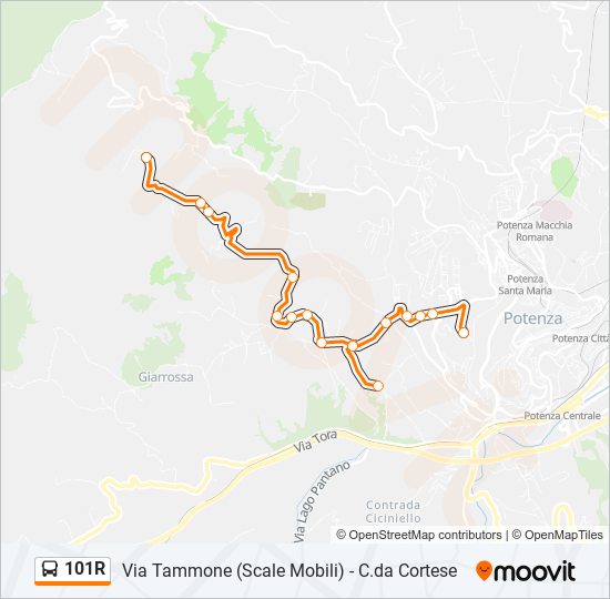 Percorso linea bus 101R