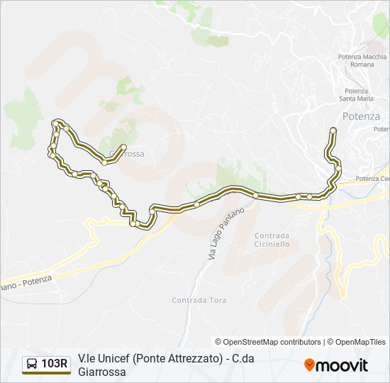 Percorso linea bus 103R