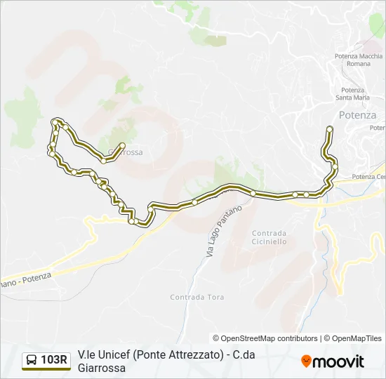 103R Bus Line Map