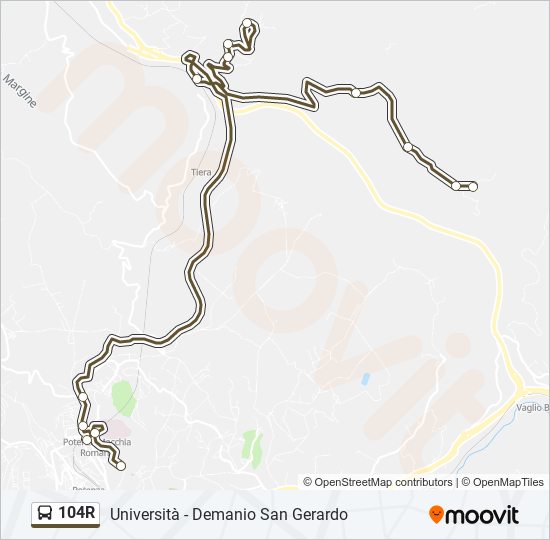 Percorso linea bus 104R