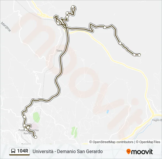 104R Bus Line Map