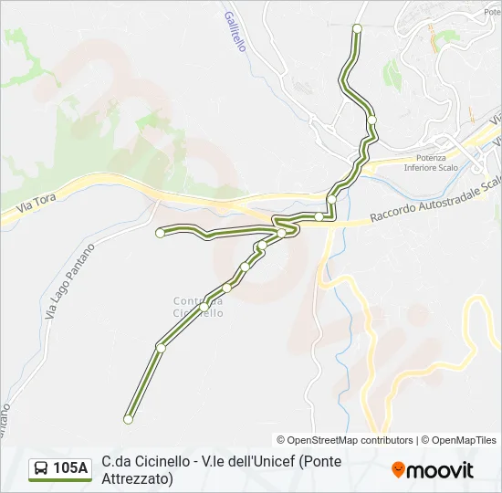 105A Bus Line Map