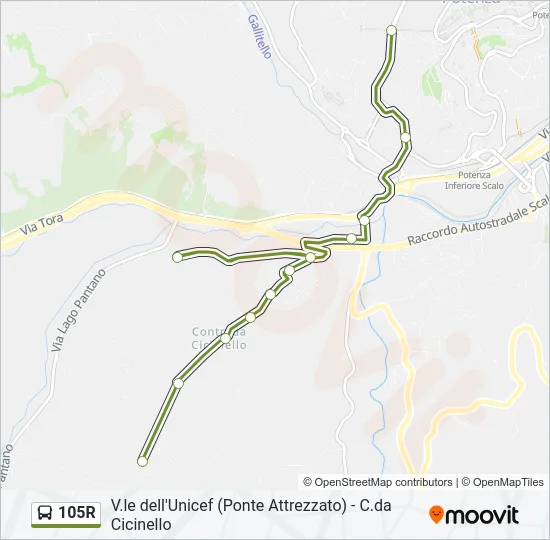 105R Bus Line Map