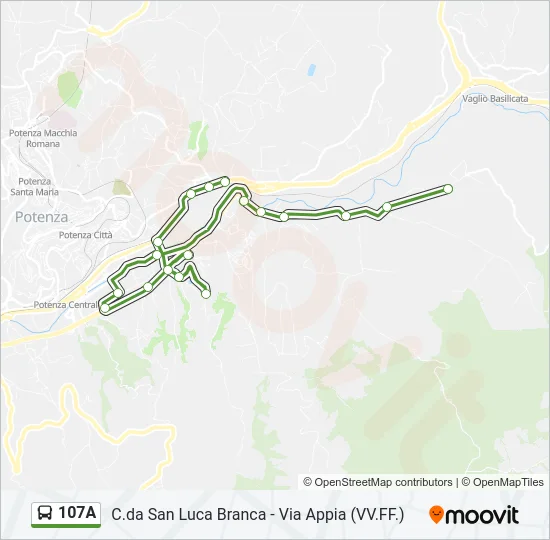 107A Bus Line Map
