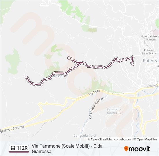 Percorso linea bus 112R