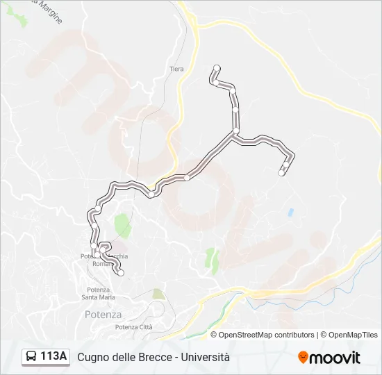 113A Bus Line Map