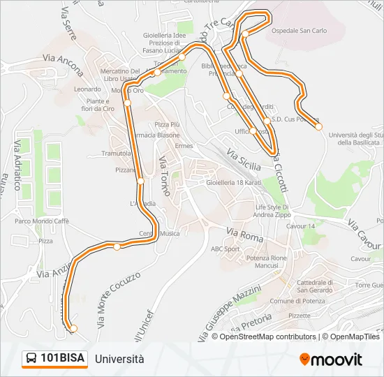 101BISA Bus Line Map