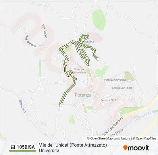 105BISA Bus Line Map