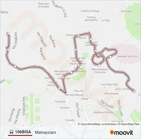 106BISA Bus Line Map