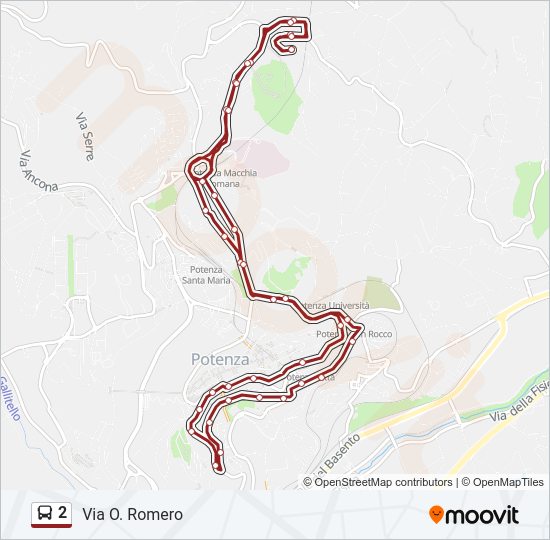 Percorso linea bus 2