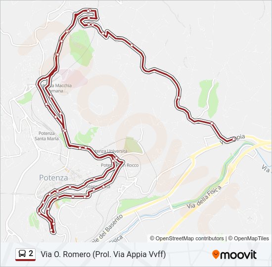 Percorso linea bus 2