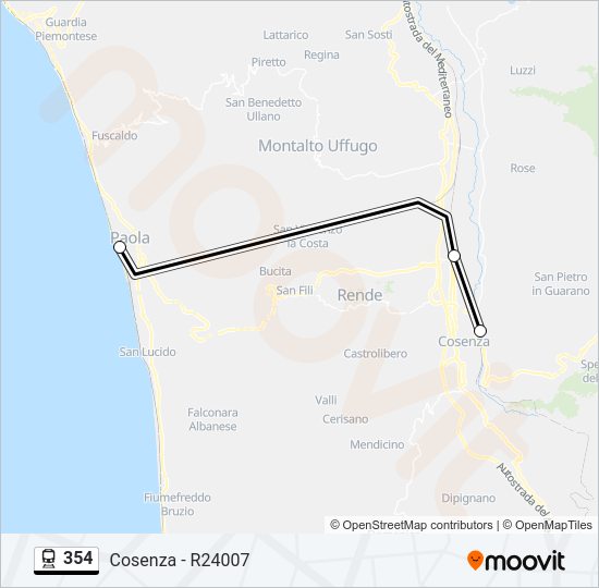 Percorso linea treno 354