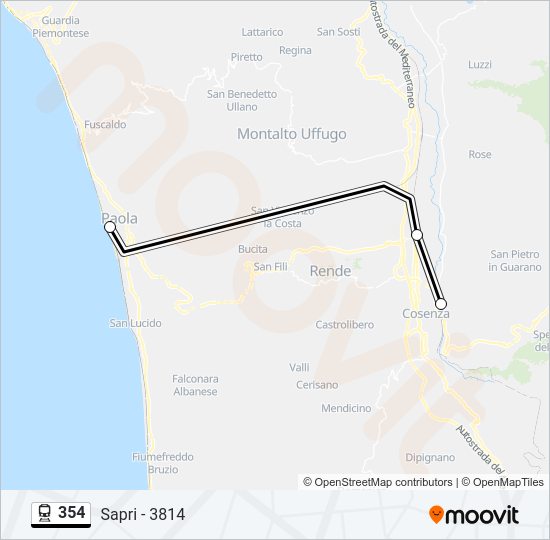 Percorso linea treno 354