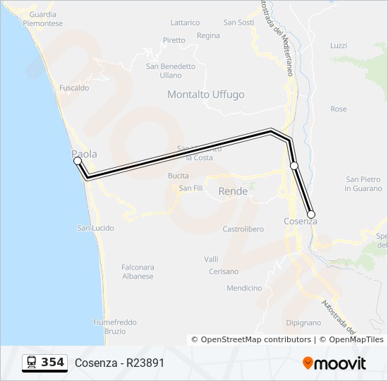Percorso linea treno 354