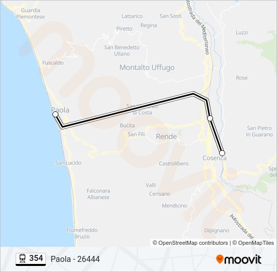 Percorso linea treno 354