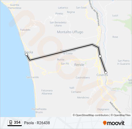 Percorso linea treno 354