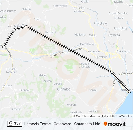 Percorso linea treno 357