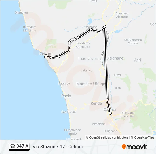 347 A Bus Line Map