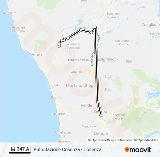347 A Bus Line Map
